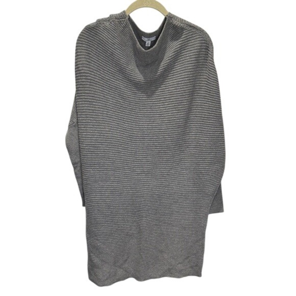 Halston Womens Grey Ribbed Knit Cowl Neck Dolman Sleeve Tunic‎ Sweater Large